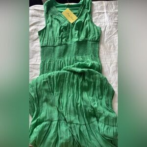 Green Smocked Waist Maxi Dress